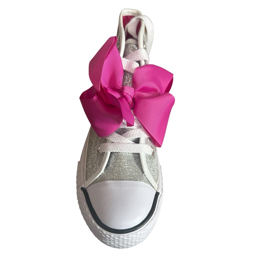 Jojo Siwa Legacee High Top Sneakers Silver Glitter with Bow Size 13.5